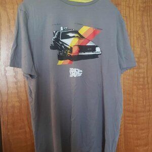 Men’s Back to the Future Retro Graphic Tee – 3XL Slim Fit Gray